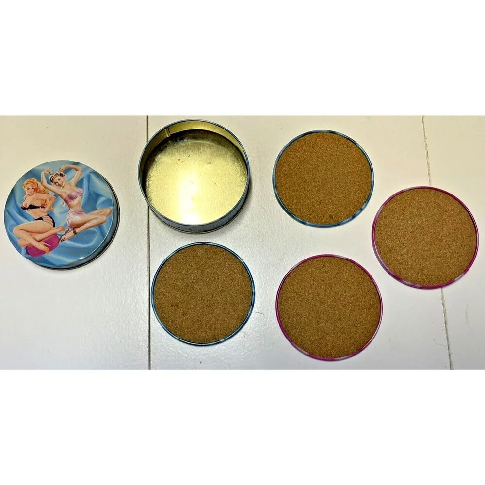 Pinup Girls Gift 4 Drink Beer Coasters Set Pin Up Cocktail Bar Rex 2003